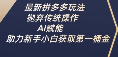 最新拼多多玩法，抛弃传统操作，AI赋能，助力新手小白获取第一桶金-小白项目网