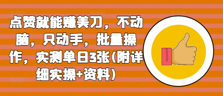 点赞就能赚美刀，不动脑，只动手，批量操作，实测单日3张(附详细实操+资料)-小白项目网