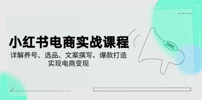 （14549期）小红书电商实战课程，详解养号、选品、文案撰写、爆款打造，实现电商变现-小白项目网