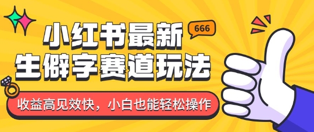 小红书最新生僻字赛道玩法，收益高见效快，小白也能轻松操作-小白项目网