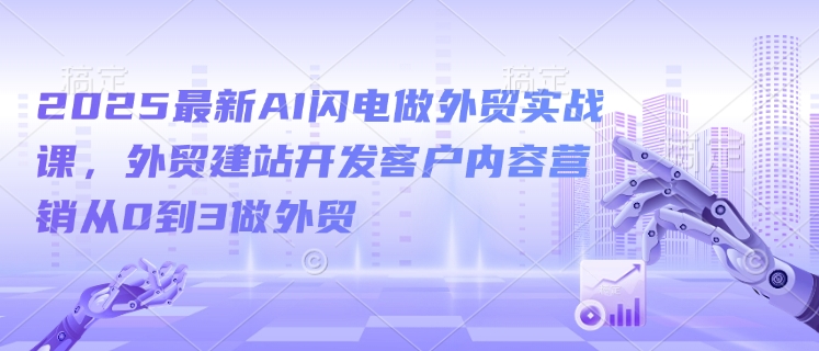 2025最新AI闪电做外贸实战课，外贸建站开发客户内容营销从0到3做外贸-小白项目网