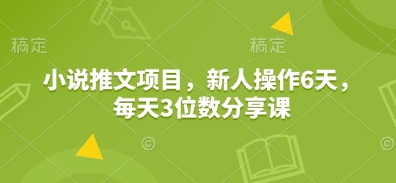 小说推文项目，新人操作6天，每天3位数分享课-小白项目网