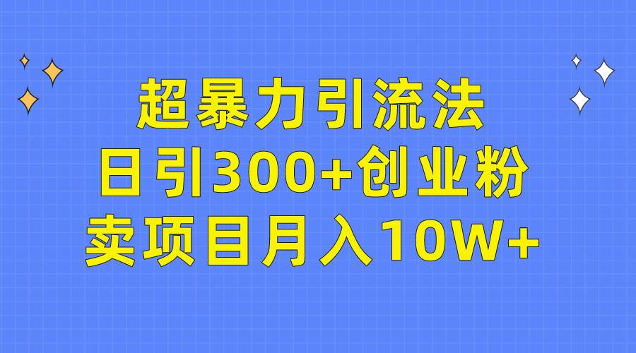 超暴力引流法，日引300+创业粉，卖项目月入10W+-小白项目网