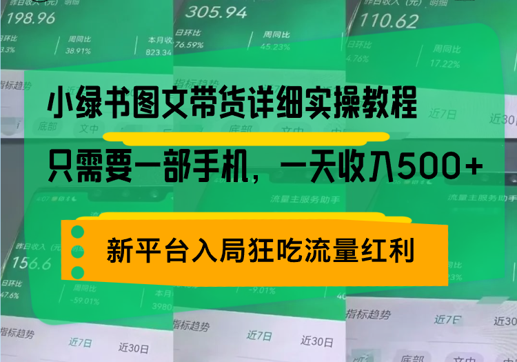 （13509期）小绿书图文带货详细实操教程，只需要一部手机，一天收入500+，轻松变现-小白项目网