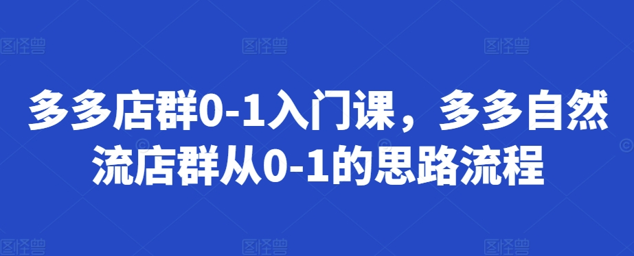 多多店群0-1入门课，多多自然流店群从0-1的思路流程-小白项目网