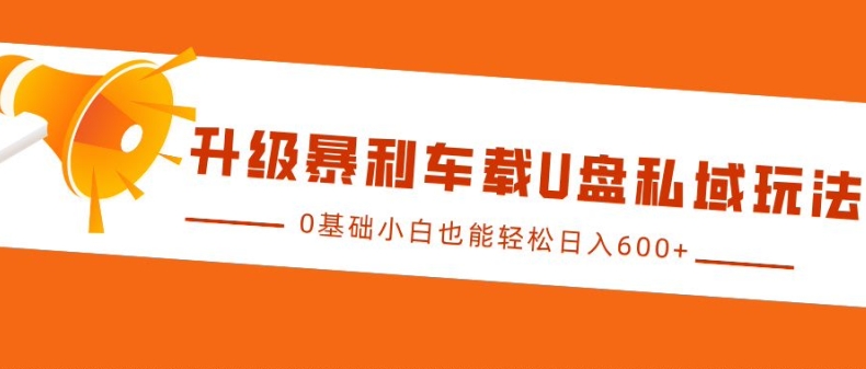 升级暴利车载U盘私域玩法，0基础小白也能轻松日入多张【揭秘】-小白项目网