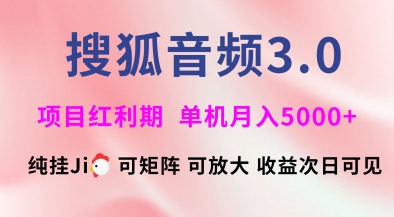 搜狐音频挂ji3.0.可矩阵可放大，独家技术，稳定月入5000+【揭秘】-小白项目网