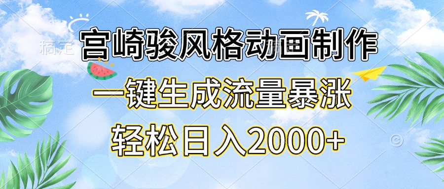 （13386期）宫崎骏风格动画制作，一键生成流量暴涨，轻松日入2000+-小白项目网