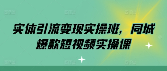 实体引流变现实操班，同城爆款短视频实操课-小白项目网