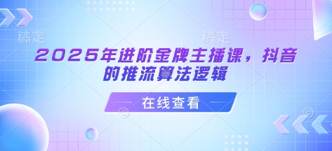 2025年进阶金牌主播课，抖音的推流算法逻辑-小白项目网