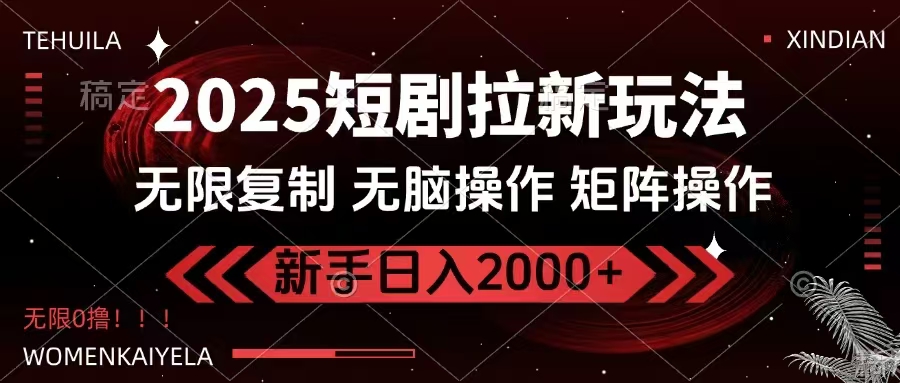 （14429期）2025短剧拉新玩法，无需注册登录，无限0撸，无脑批量操作日入2000+-小白项目网