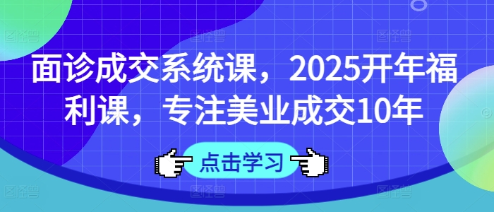 面诊成交系统课，2025开年福利课，专注美业成交10年-小白项目网