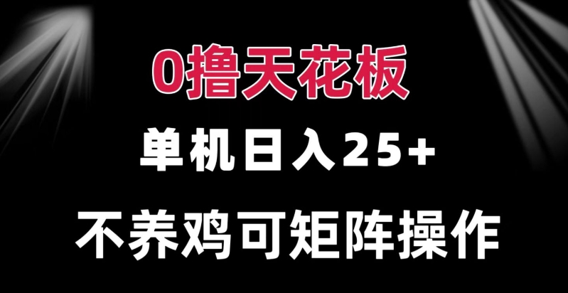 0撸单机日入25+ 可批量操作 无需养鸡 长期稳定 做了就有-小白项目网