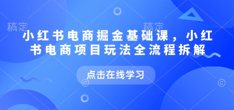 小红书电商掘金课，小红书电商项目玩法全流程拆解-小白项目网