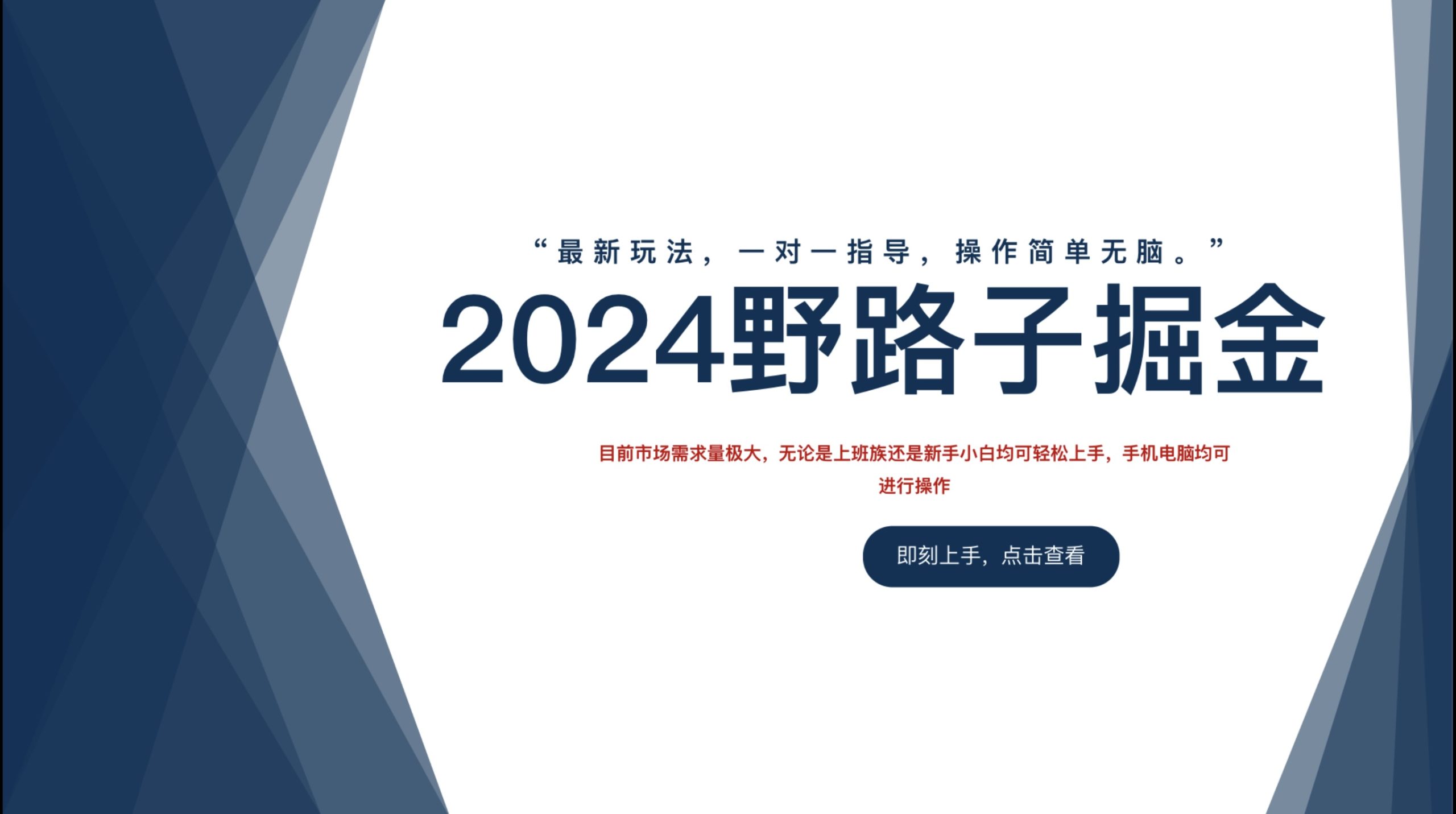 2024野路子掘金，最新玩 法， 一对一指导，操作简单无脑。-小白项目网