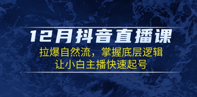 （13807期）12月抖音直播课：拉爆自然流，掌握底层逻辑，让小白主播快速起号-小白项目网