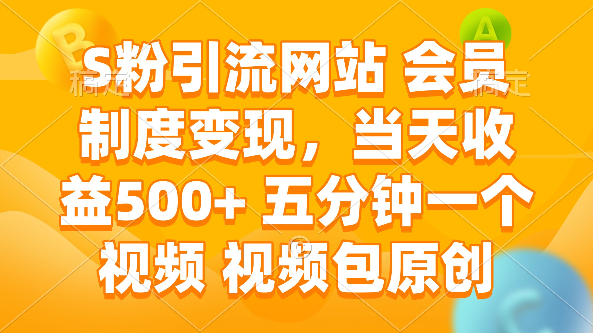 （14129期）S粉引流网站 会员制度变现，当天收益500+ 五分钟一个视频 视频包原创-小白项目网