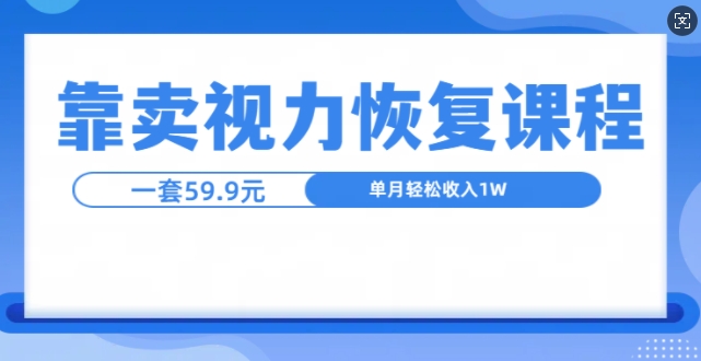 靠卖视力恢复教程一单59.9，单月变现1W，小白可复制-小白项目网