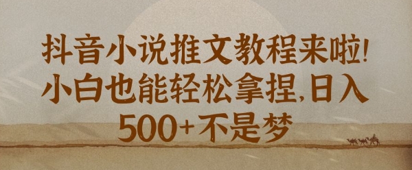 抖音小说推文新手教程，小白也能轻松拿捏，日入几张-小白项目网