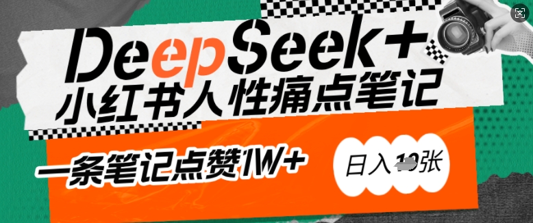 AI赋能小红书爆款秘籍：用DeepSeek轻松抓人性痛点，小白也能写出点赞破万的吸金笔记，日入多张-小白项目网