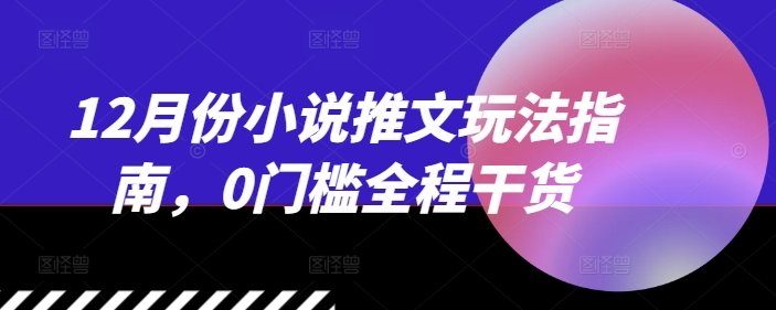 12月份小说推文玩法指南，0门槛全程干货-小白项目网