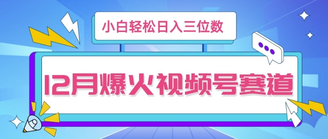 12月视频号爆火赛道，小白无脑操作，也可以轻松日入三位数-小白项目网