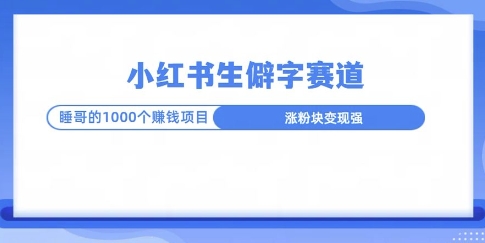 小红书生僻字玩法，快速涨分变现详解-小白项目网