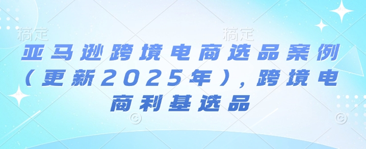 亚马逊跨境电商选品案例(更新2025年)，跨境电商利基选品-小白项目网