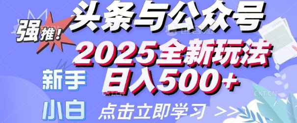 头条与公众号2025全新玩法日入多张 小白新手都可以轻松上手 操作简单-小白项目网