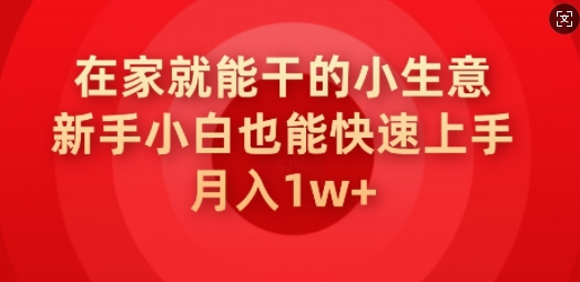 在家就能干的小生意，新手小白也能快速上手，月入1w-小白项目网