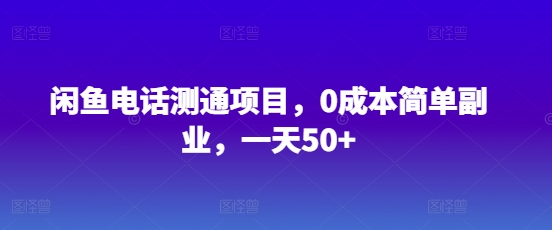 闲鱼电话测通项目，0成本简单副业，一天50+-小白项目网