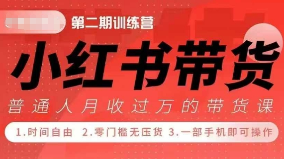 小Red书带货42天训练营 2.0版，宝妈+自由职+上班族+大学生，提高副业收入的大红利项目-小白项目网