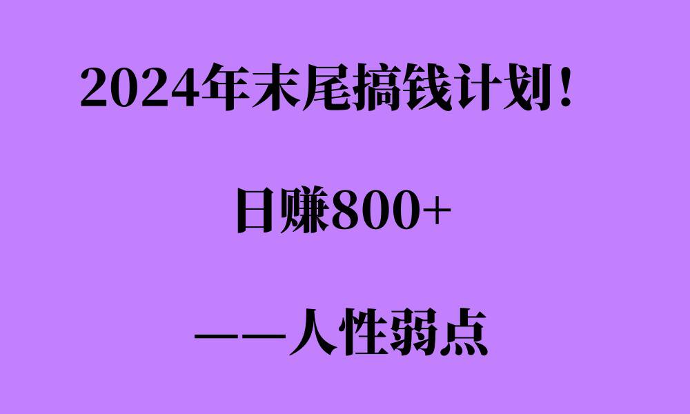 2024年末尾搞钱计划，男粉项目，人性弱点，日入多张-小白项目网