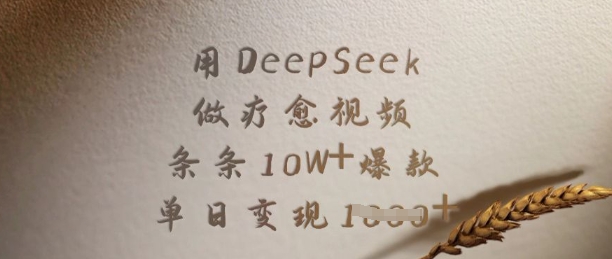 用DeepSeek做疗愈视频，条条10W+爆款，单日变现多张-小白项目网