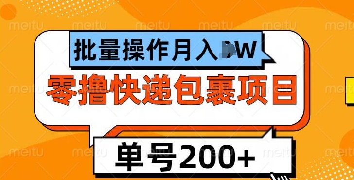 单号日撸200+，零撸快递包裹项目，批量操作月入过W-小白项目网