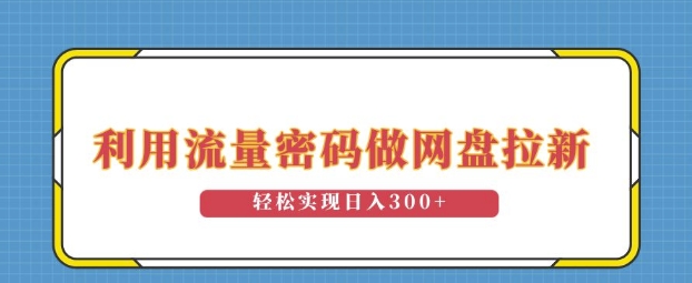 利用流量密码做网盘拉新，操作简单适合0基础小白，轻松实现日入3张-小白项目网