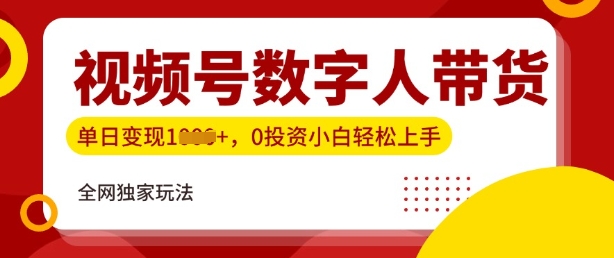 最新视频号数学人带货实操玩法，新手单日轻松多张，全程干货-小白项目网