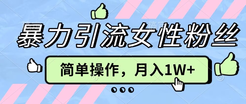 操作“零难度”小众项目，疯狂引流女性粉丝，月入轻松破 1W+-小白项目网