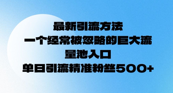 最新引流方法，一个经常被忽略的巨大流量池入口，单日精准引流粉丝500-小白项目网