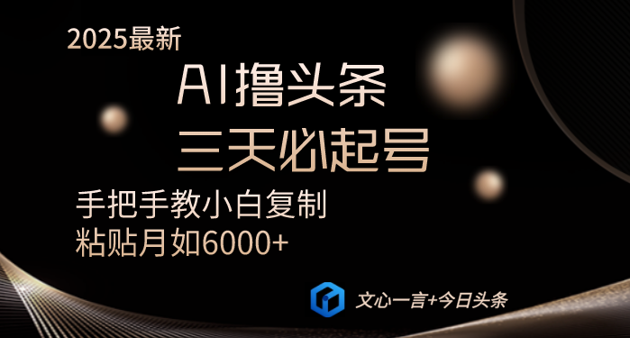 （14102期）AI撸头条三天必起号手把手教小白复制粘贴月入6000+教程-小白项目网