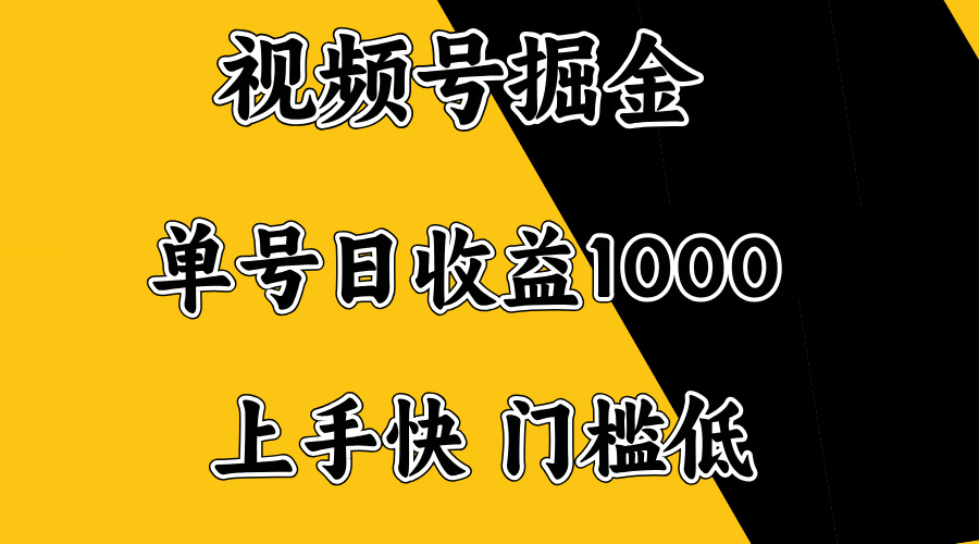 （14183期）视频号掘金，单号日收益1000+，门槛低，容易上手。-小白项目网