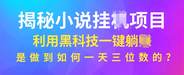 揭秘小说项目，利用黑科技一键躺Z模式，是如何做到一天三位数的-小白项目网