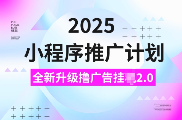 2025小程序推广计划，撸广告挂JI3.0玩法，日均5张【揭秘】-小白项目网