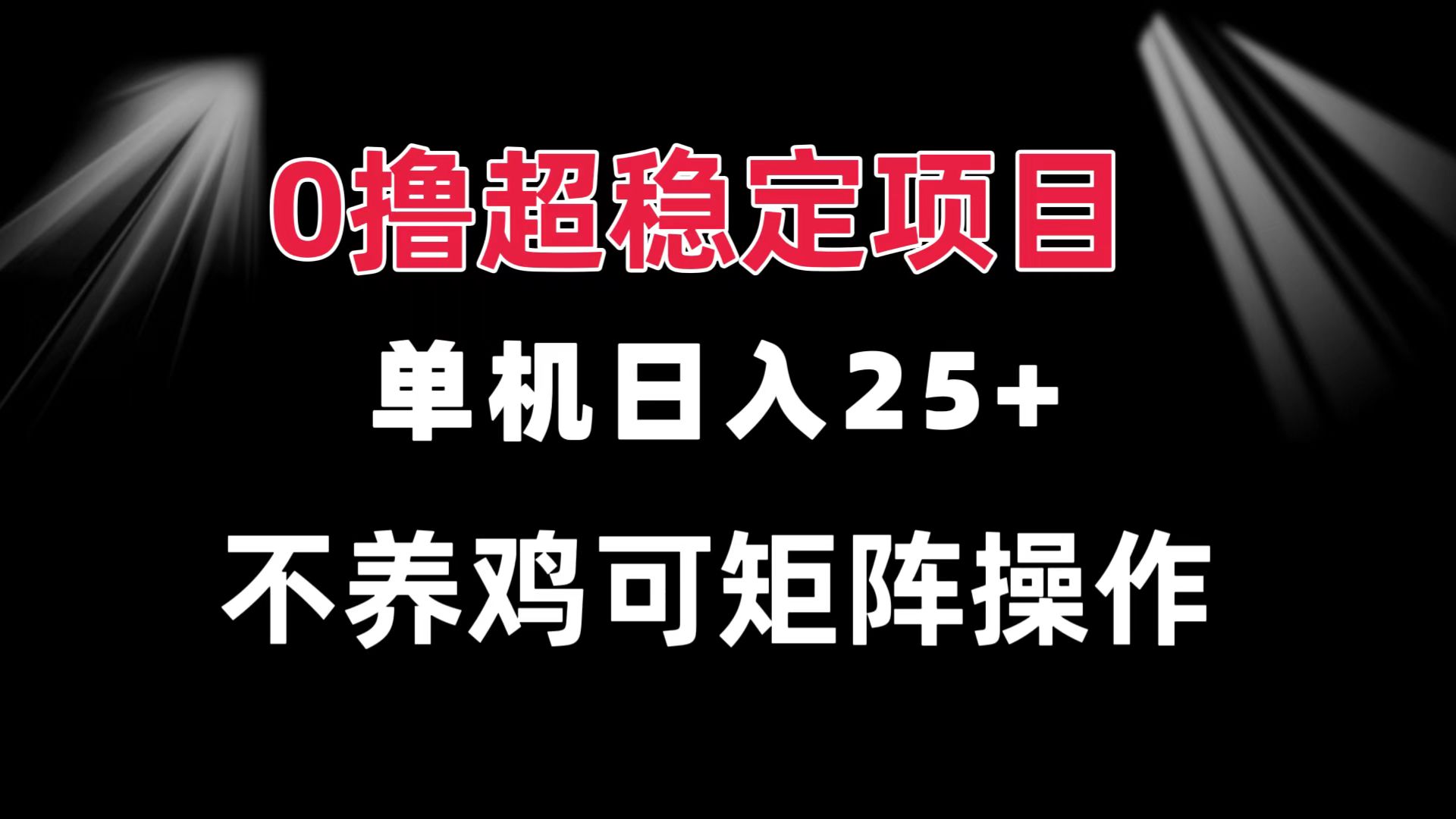 （13355期）0撸项目 单机日入25+ 可批量操作 无需养鸡 长期稳定 做了就有-小白项目网