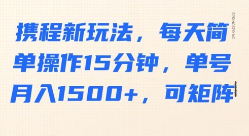 携程新玩法，每天简单操作15分钟，单号月入1500+，可矩阵-小白项目网