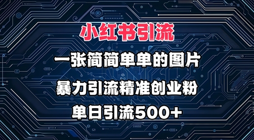 小红书图片打法，利用一张简简单单的图片，暴力引流精准创业粉，单日引流500+-小白项目网