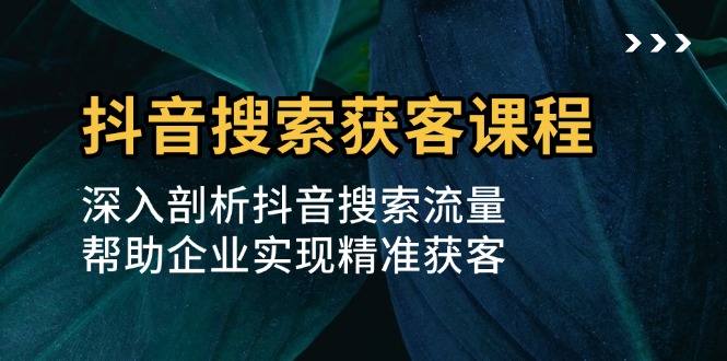 （13465期）抖音搜索获客课程：深入剖析抖音搜索流量，帮助企业实现精准获客-小白项目网