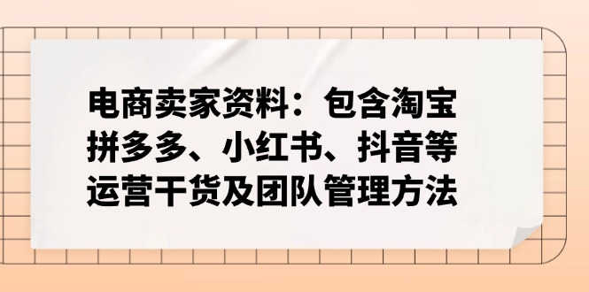 （14354期）电商卖家资料：包含淘宝、拼多多、小红书、抖音等运营干货及团队管理方法-小白项目网