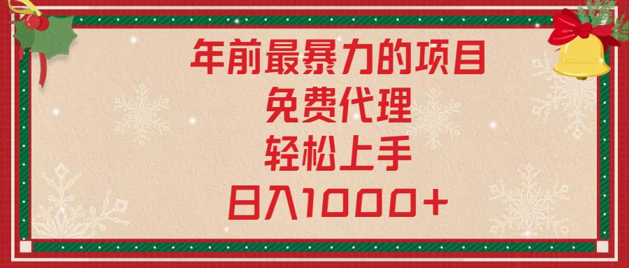 （13773期）年前最暴力的项目，免费代理，轻松上手，日入1000+-小白项目网