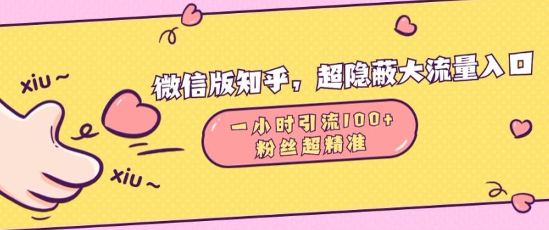 微信版知乎，超隐蔽流量入口1小时引流100人，粉丝质量超高【揭秘】-小白项目网